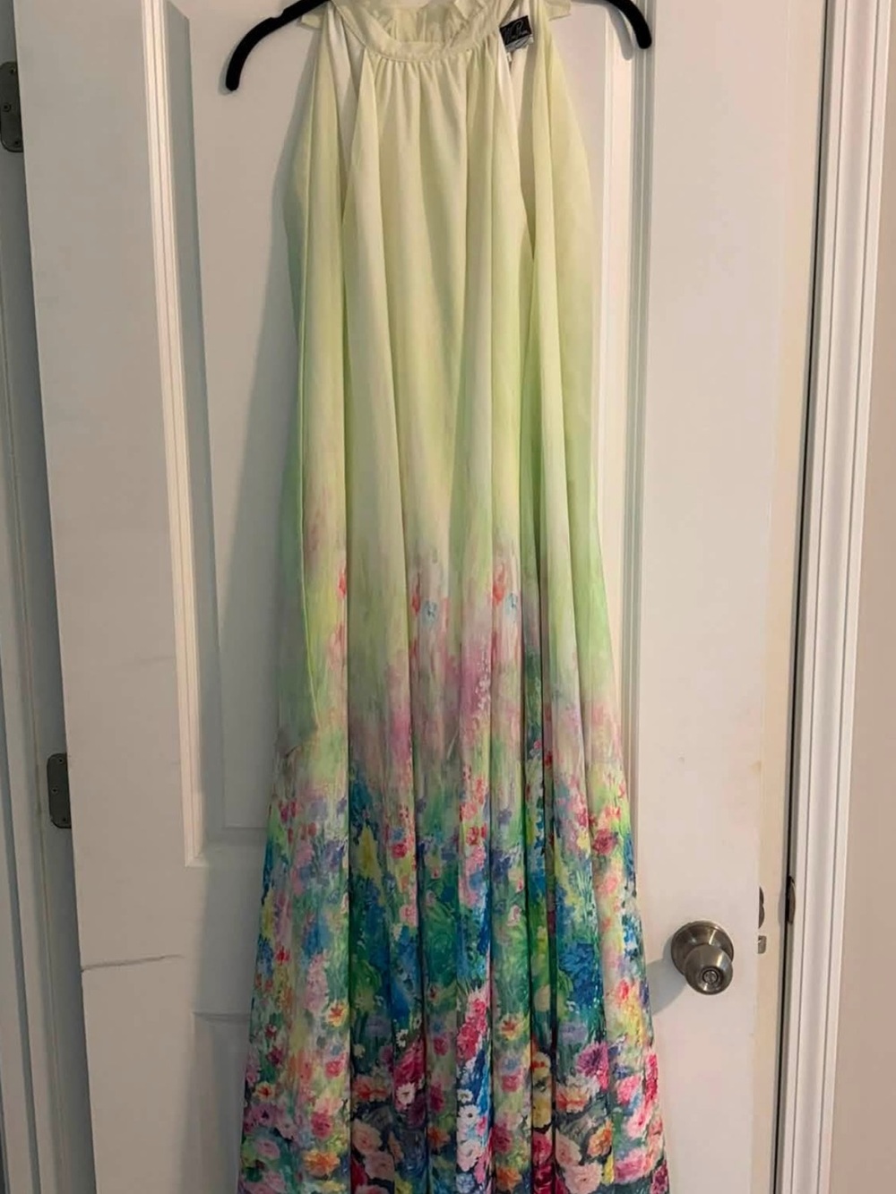 Light Green Floral Ombre Maxi Dress